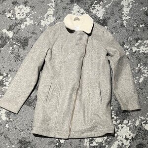 Old Navy Gray Boucle & Sherpa Jacket with Cream Collar